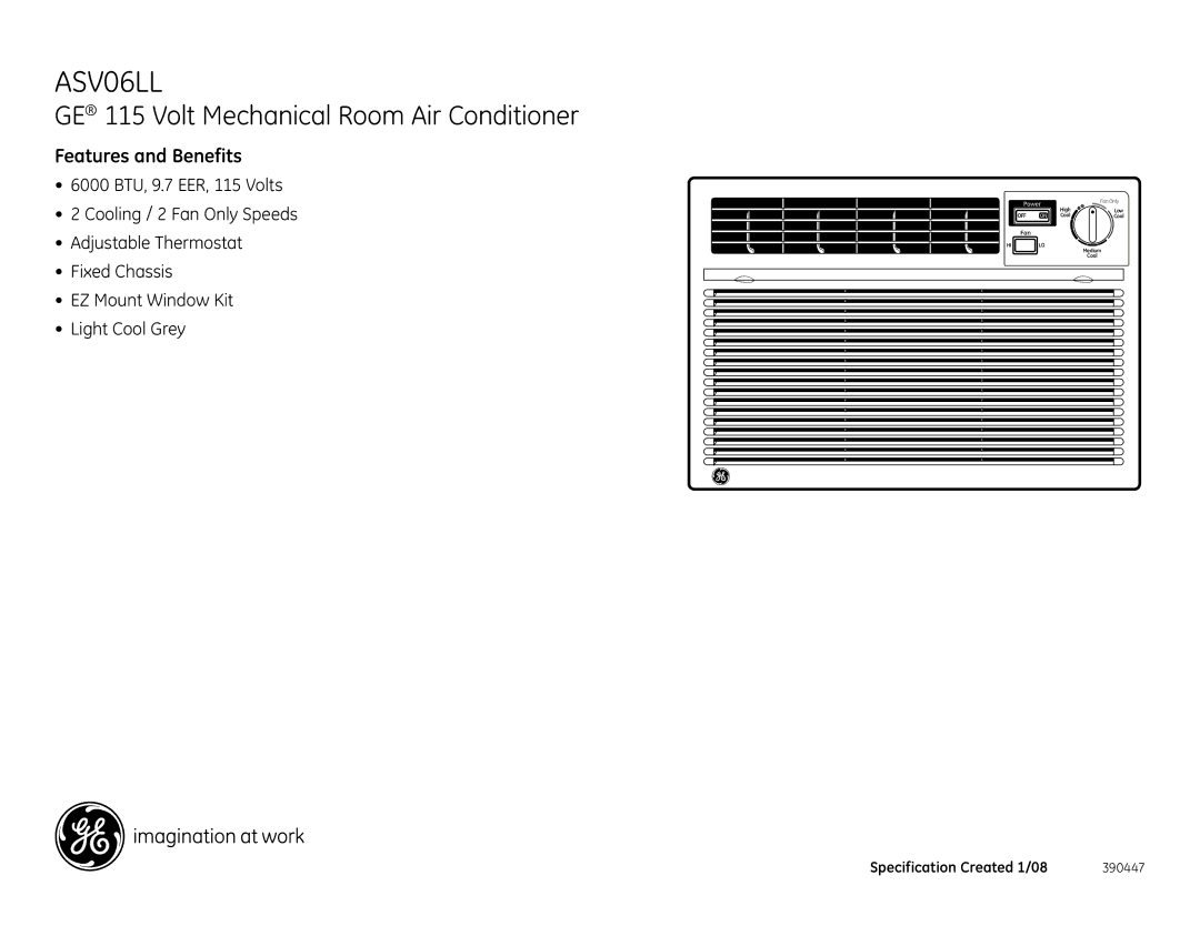 GE ASV06LL dimensions Features and Benefits 