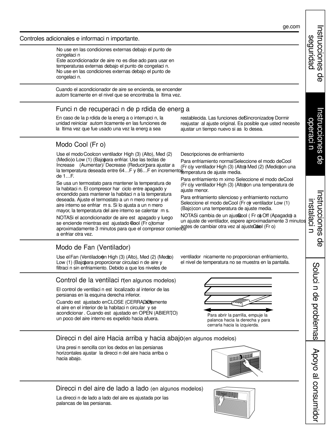 GE ASS05, ASV08, ASM06, ASV06, ASQ06, ASQ08 installation instructions Apoyo al consumidor 