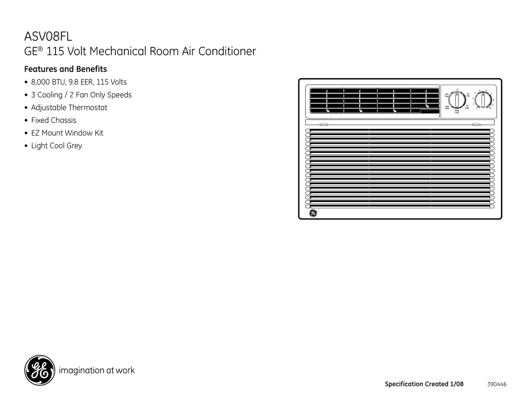 GE ASV08FL dimensions Features and Benefits 