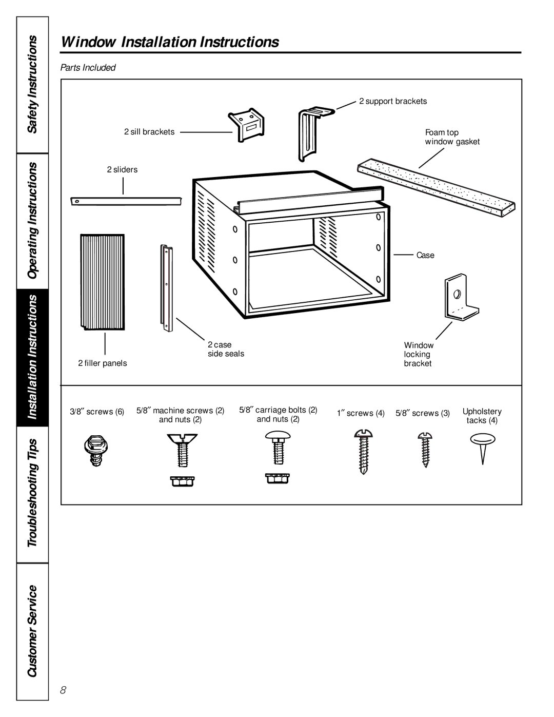 GE AVE18, AVE15, AVE22 owner manual Window Installation Instructions 