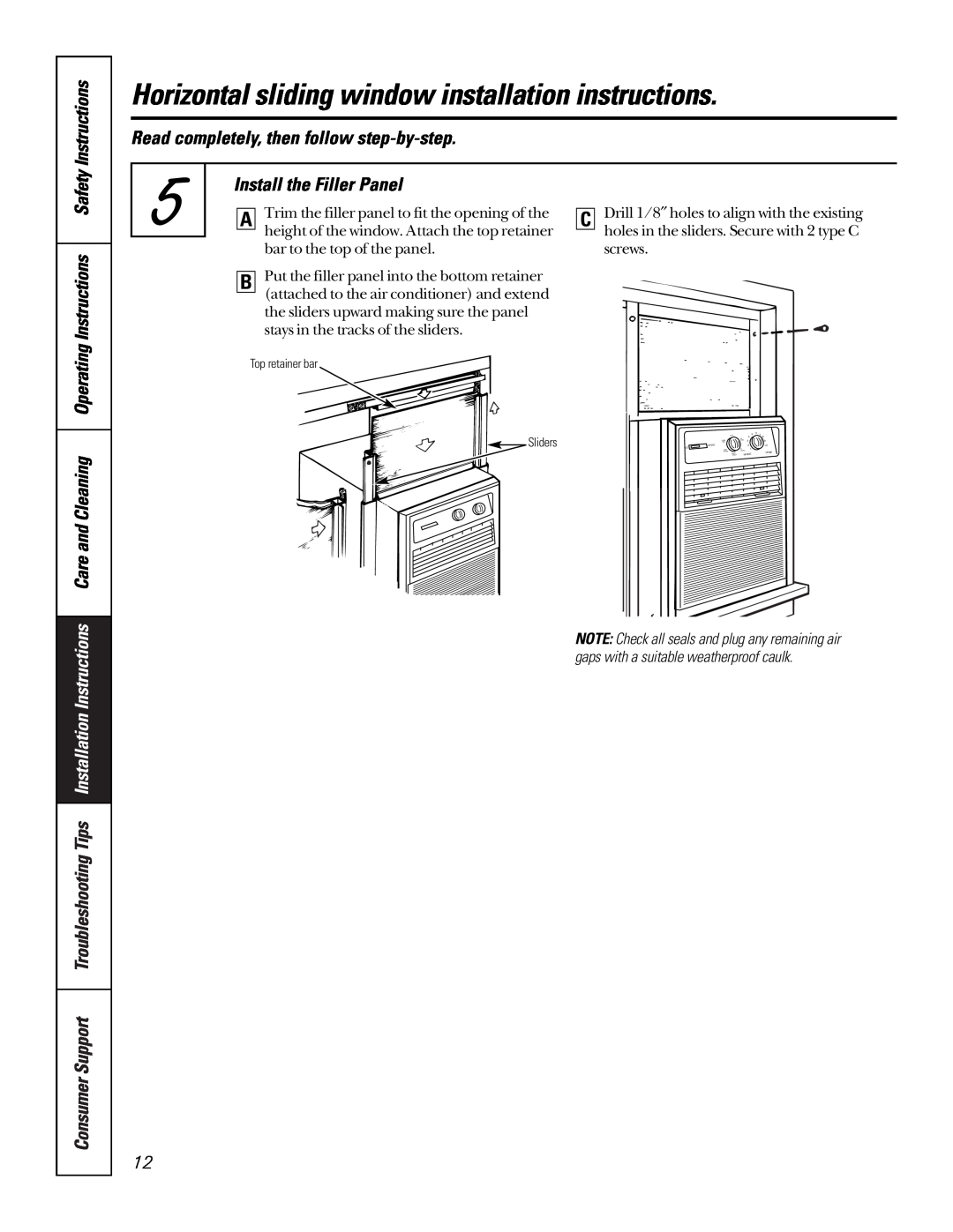 GE AVX10, AVX07, AVX08 Instructions Safety, Install the Filler Panel, Read completely, then follow step-by-step 