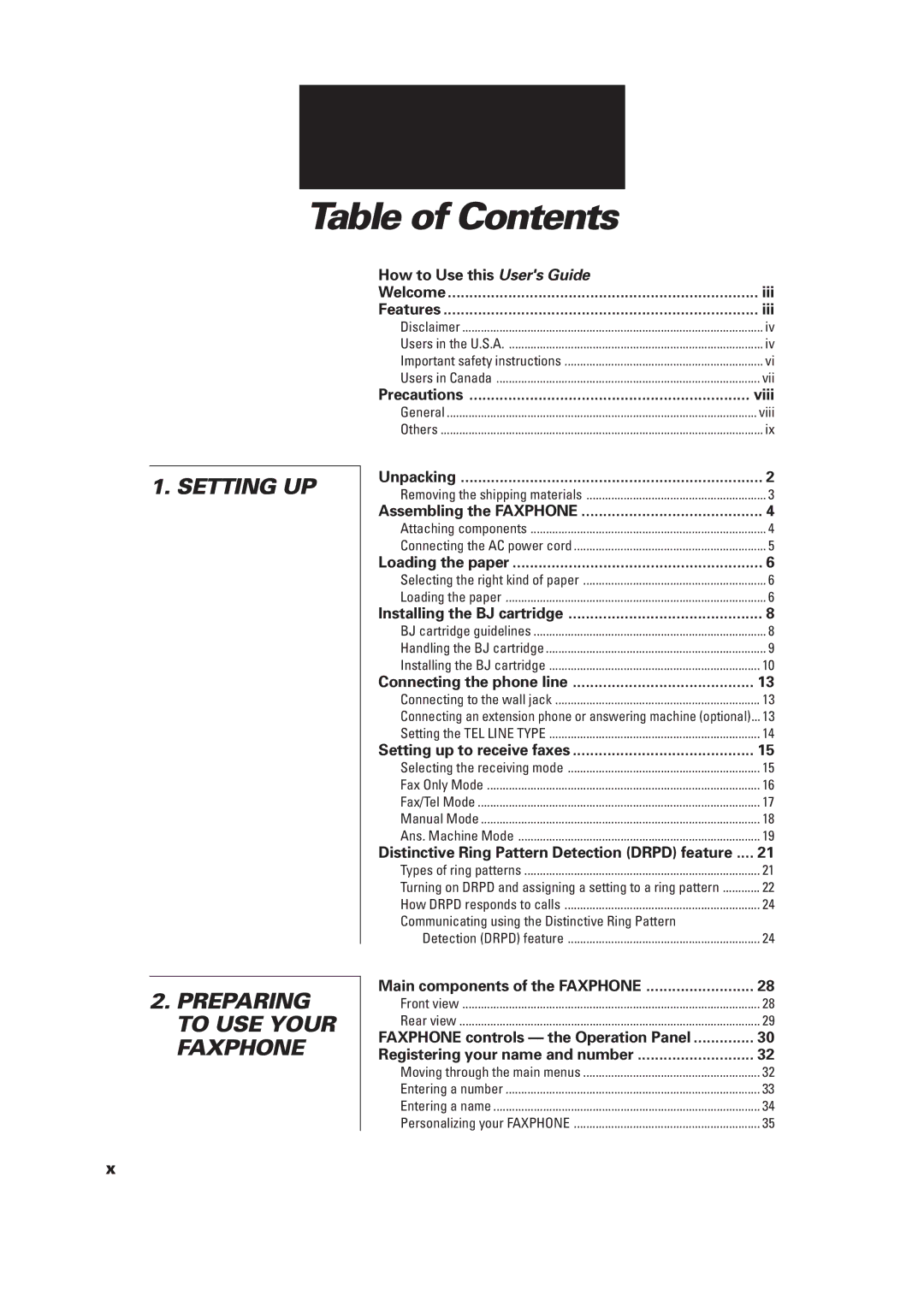 GE B640 manual Table of Contents 