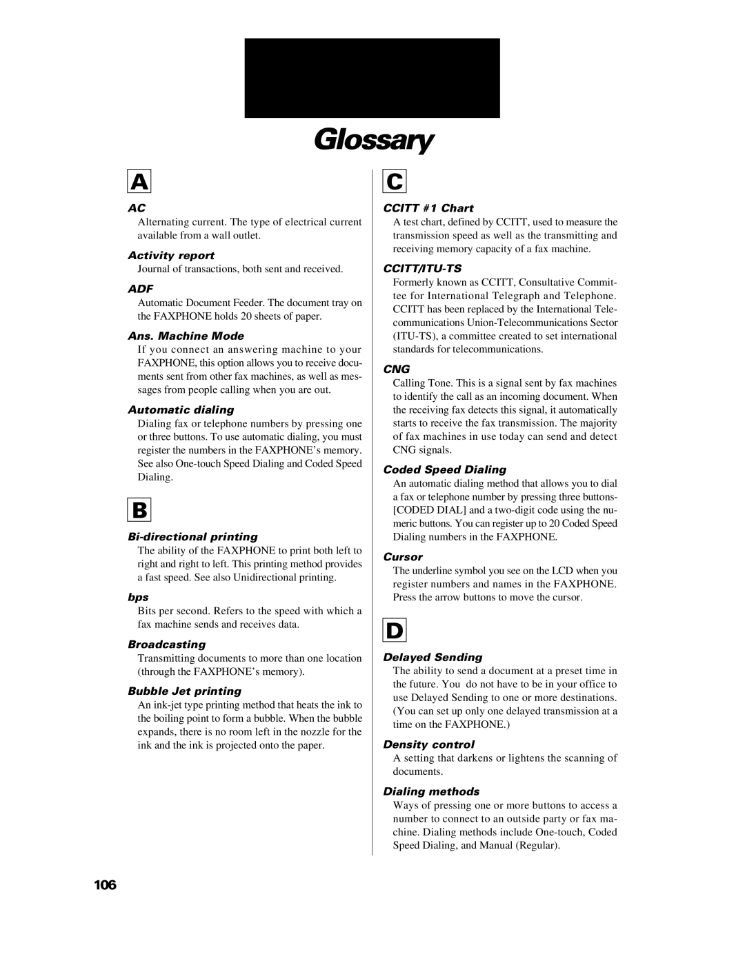 GE B640 manual Glossary, Adf 