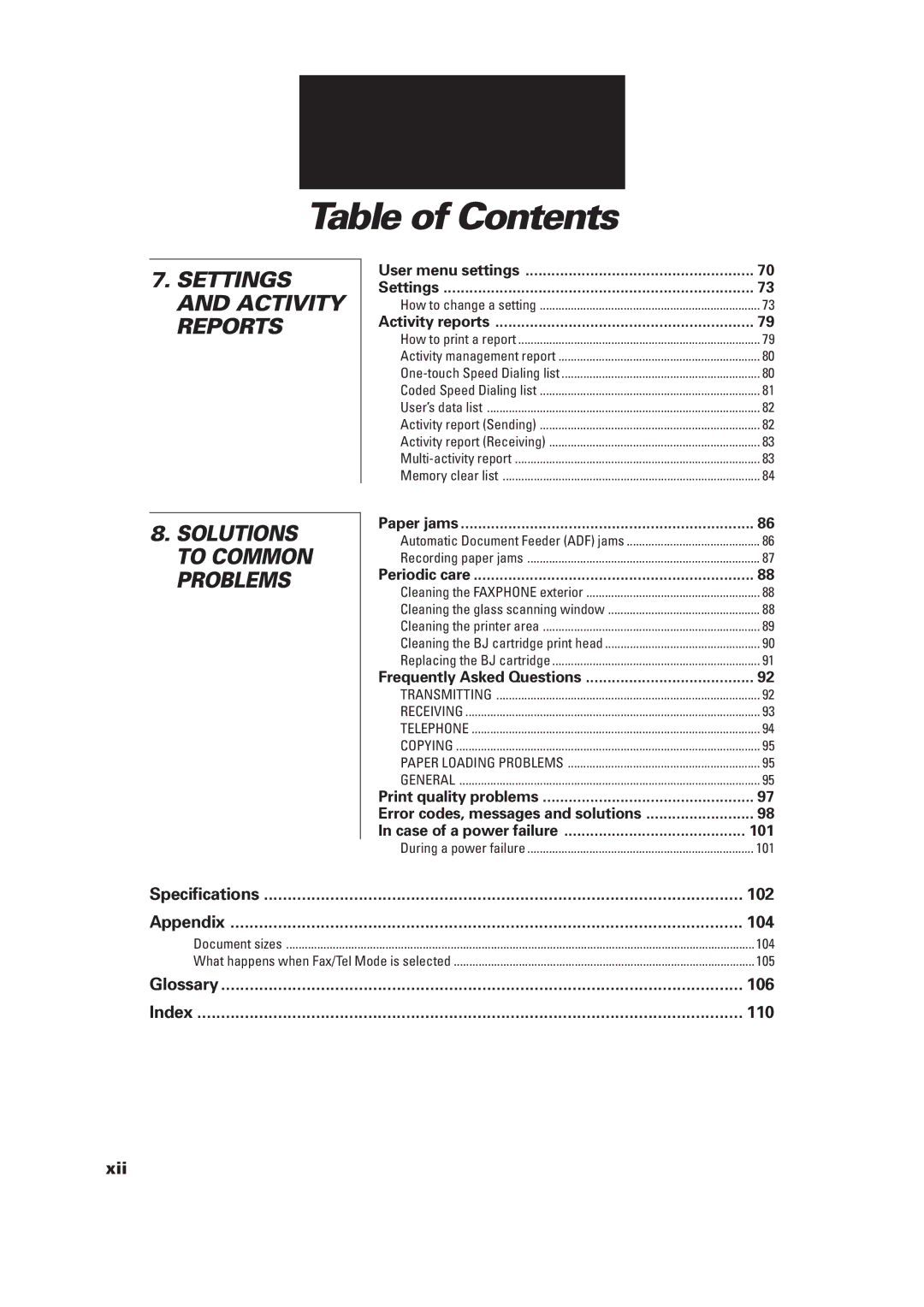 GE B640 manual Settings and Activity Reports, 101 