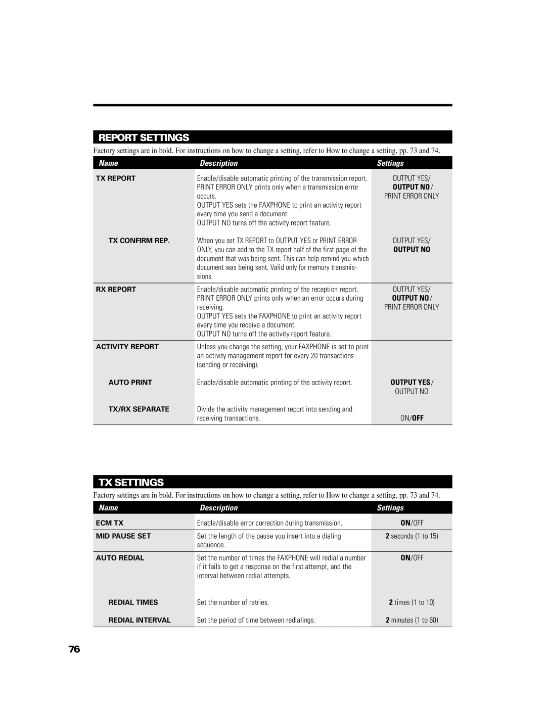 GE B640 manual Report Settings 