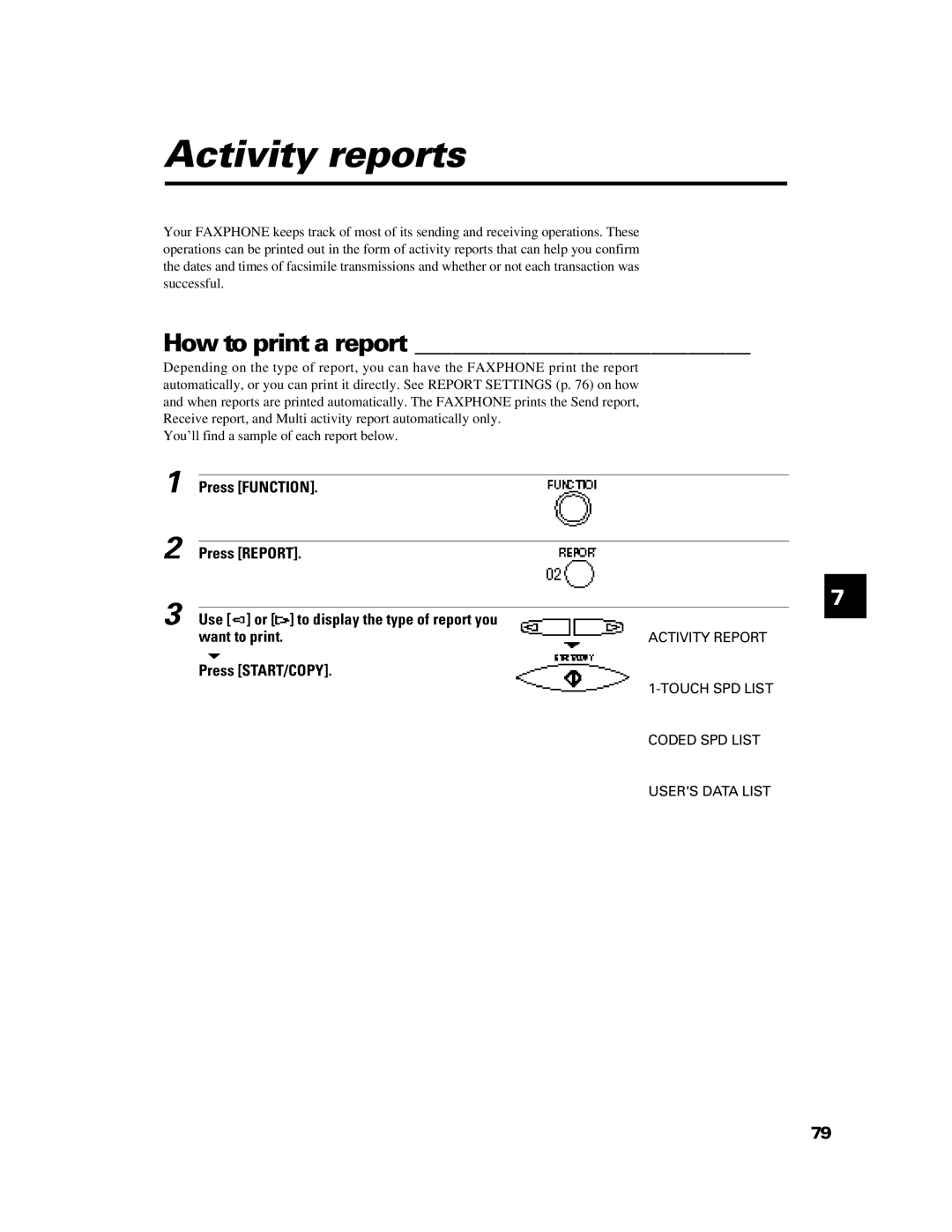 GE B640 manual Activity reports, How to print a report 