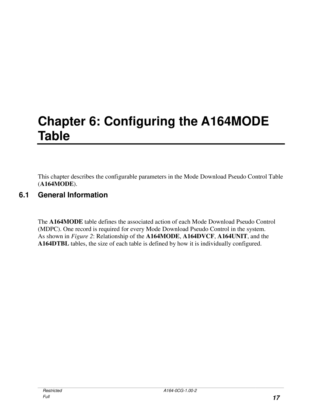 GE BECCO2200 manual Configuring the A164MODE Table, General Information 