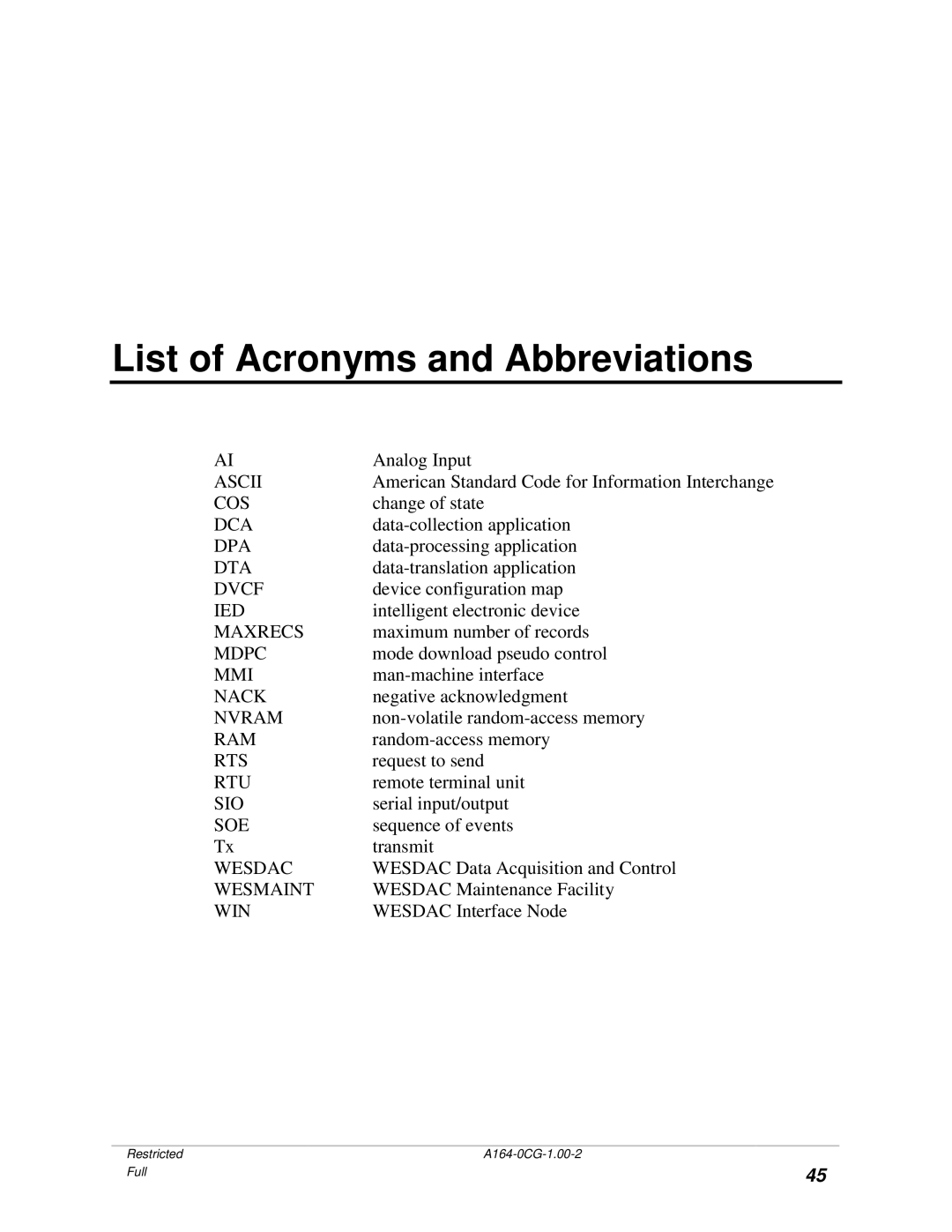 GE BECCO2200 manual List of Acronyms and Abbreviations 