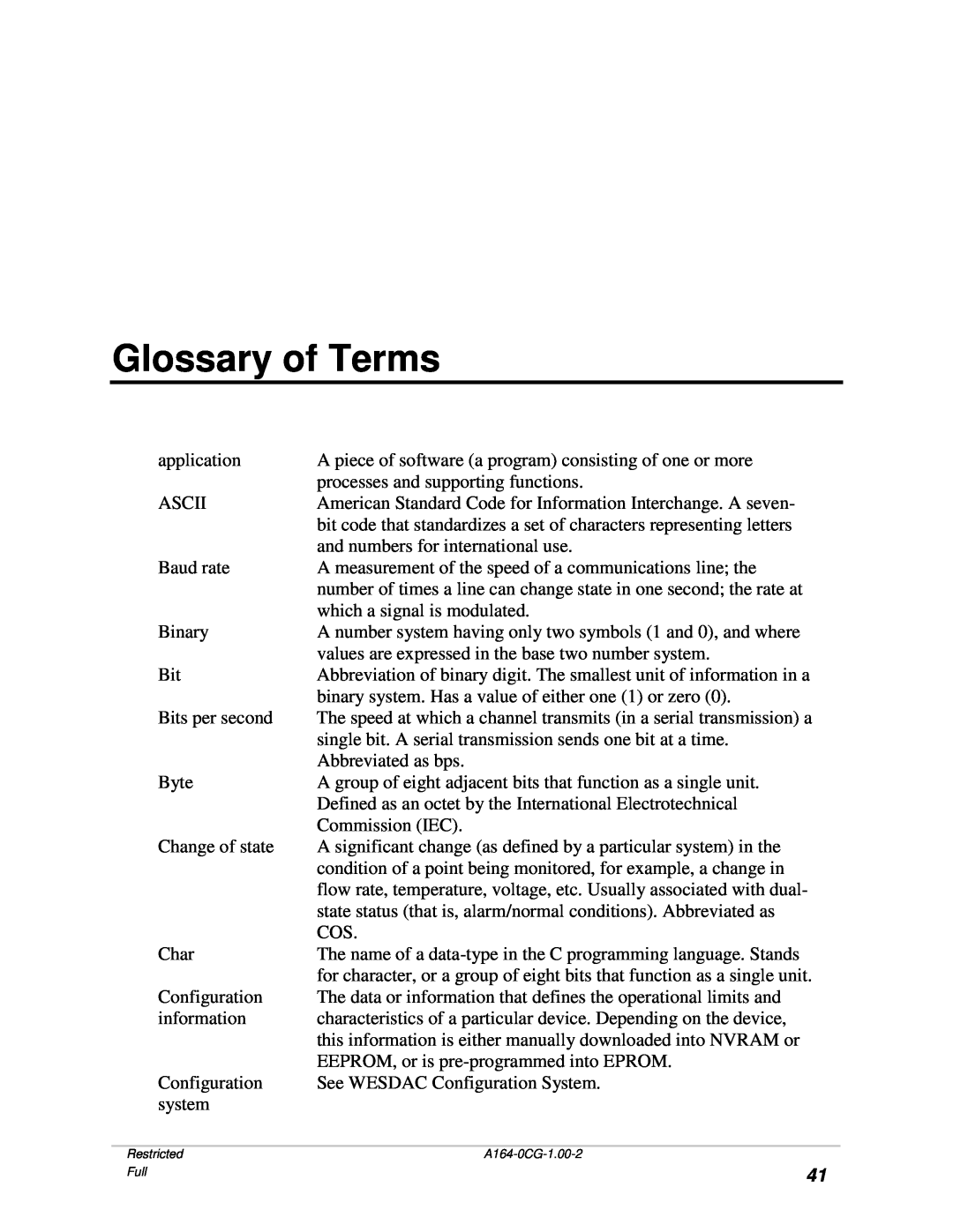 GE BECCO2200 manual Glossary of Terms 