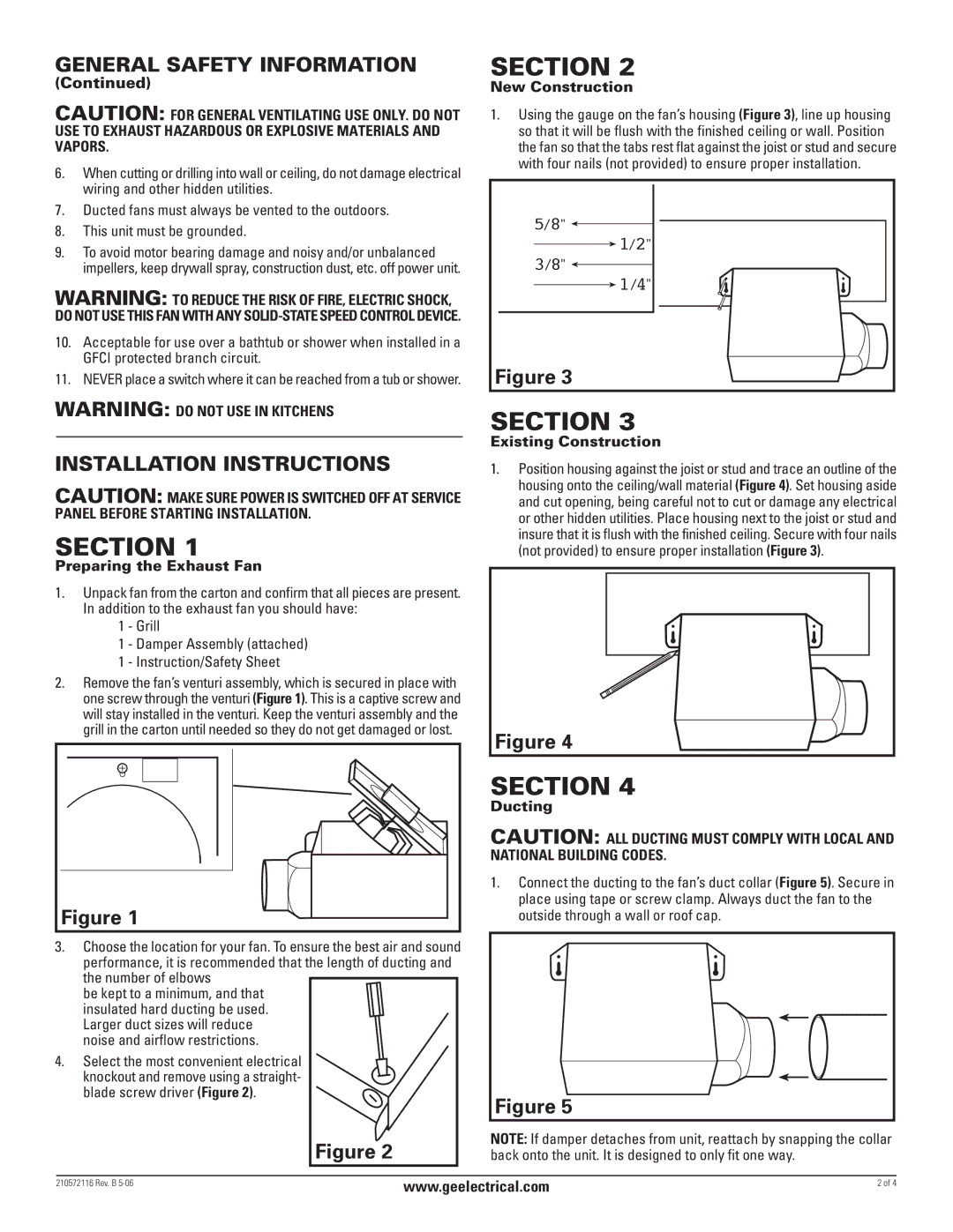 GE BF75, BF70A, BF60A, BF85A, BF60CPA, BF50A manual General Safety Information, Installation Instructions 