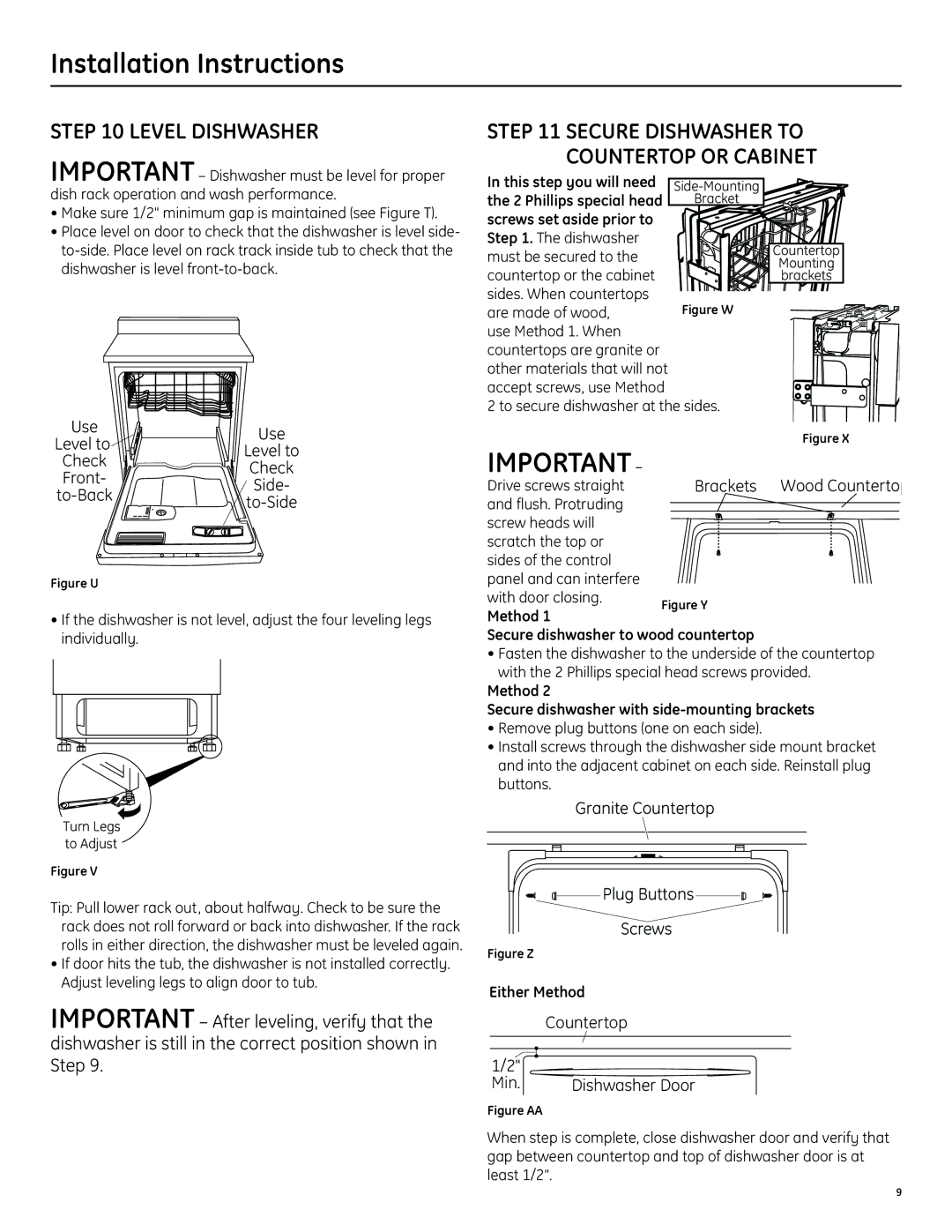 GE Built-In Dishwasher installation instructions Level Dishwasher 