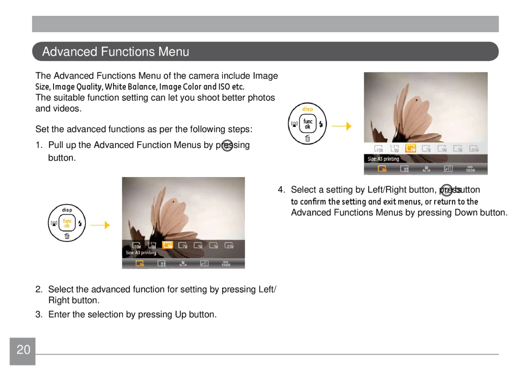 GE D1030, C1033, K1030 user manual Advanced Functions Menu 