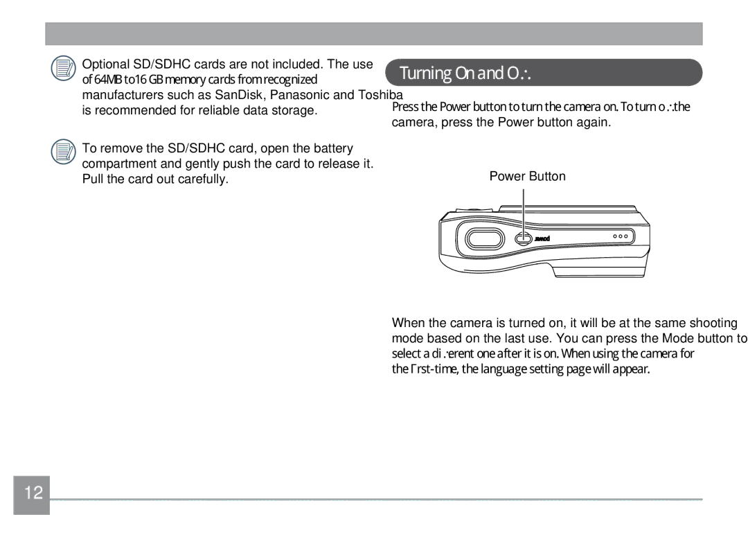 GE C1433RD, C1433SL, ce1433 user manual Turning On and Off 