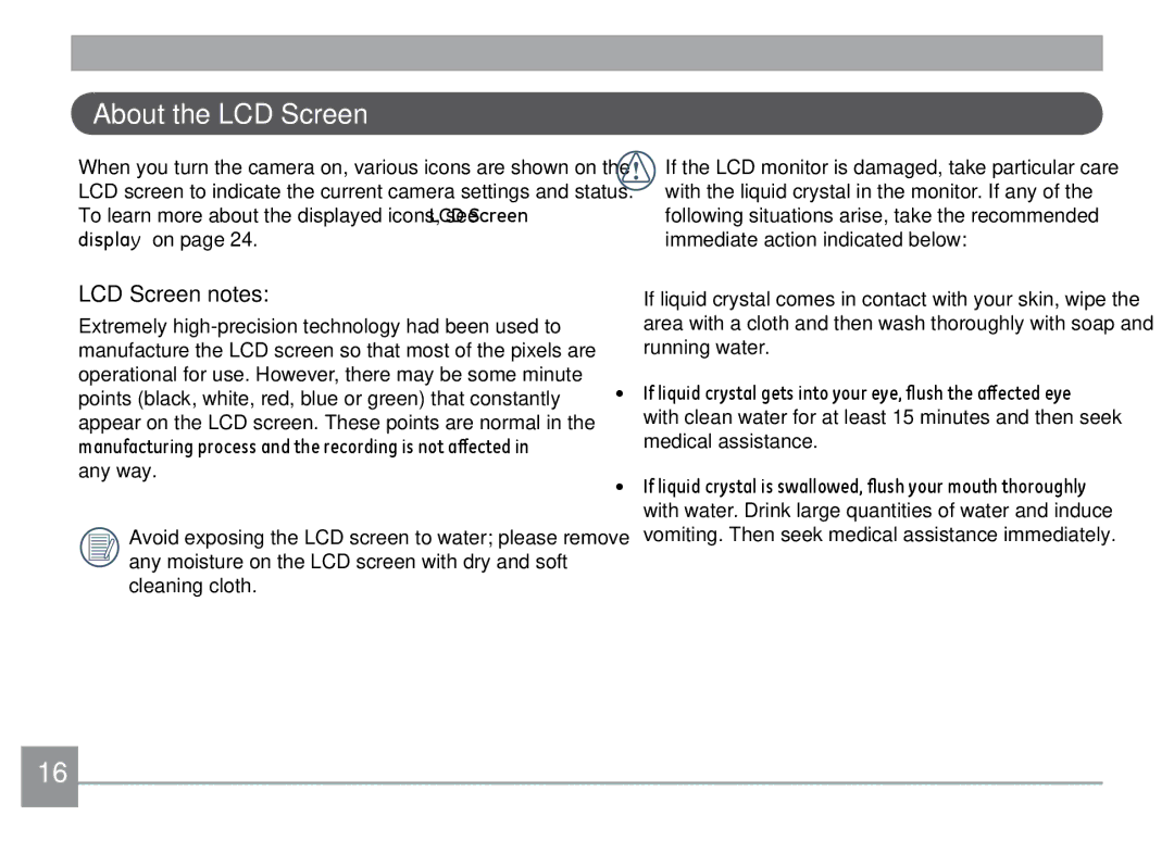 GE C1433SL, C1433RD, ce1433 user manual About the LCD Screen, LCD Screen notes 