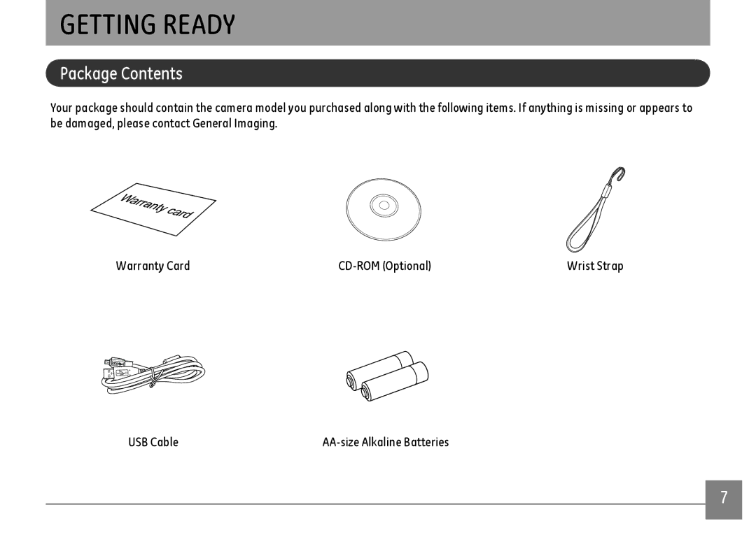 GE C1440WRD, C1440WSL, C1440WBK user manual Getting Ready, Package Contents 