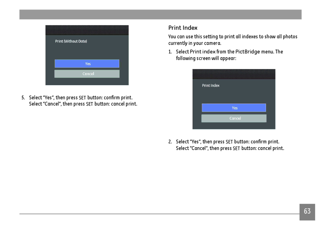 GE C1440WSL, C1440WRD, C1440WBK user manual Print Index 