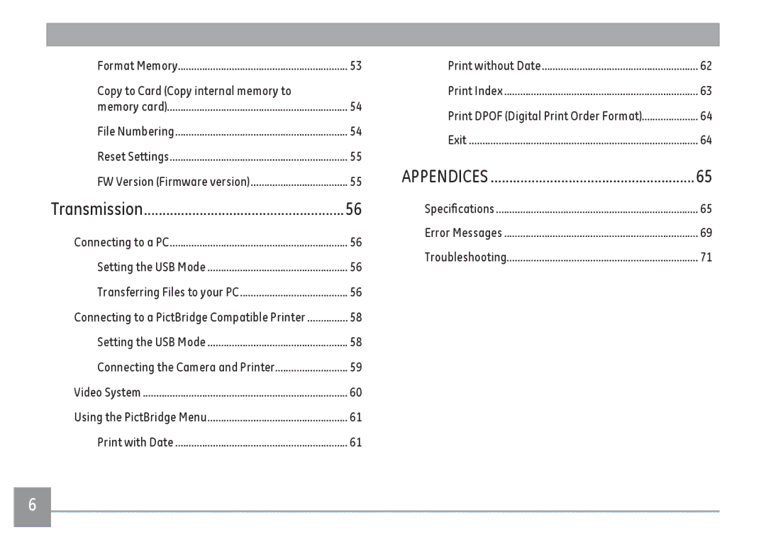 GE C1440WSL, C1440WRD, C1440WBK user manual Transmission, Copy to Card Copy internal memory to 