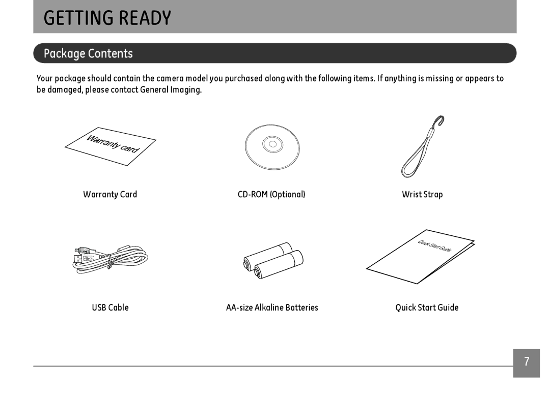 GE C1640W-BK user manual Getting Ready, Package Contents 