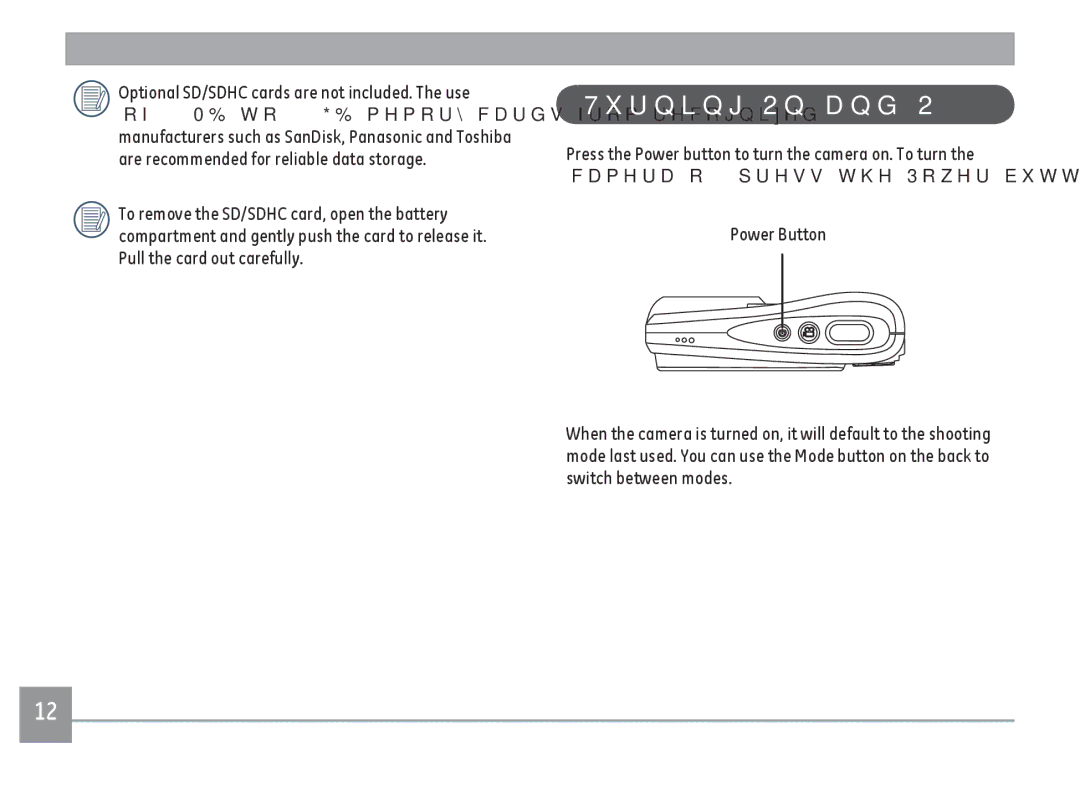 GE C1640W-BK user manual Turning On and Off 