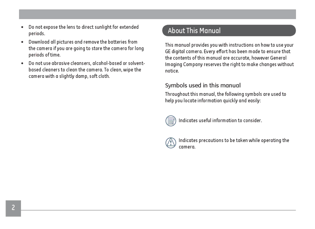 GE C1640W-BK user manual About This Manual, Symbols used in this manual 