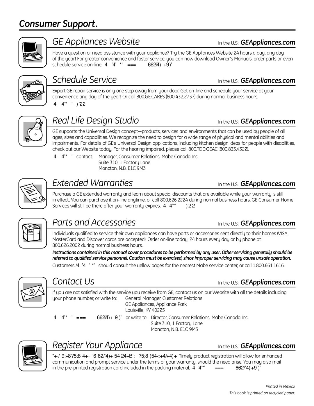 GE C2S980, 04-09 JR, 49-85167-1, 183D5580P249 manual Consumer Support, GE Appliances Website 