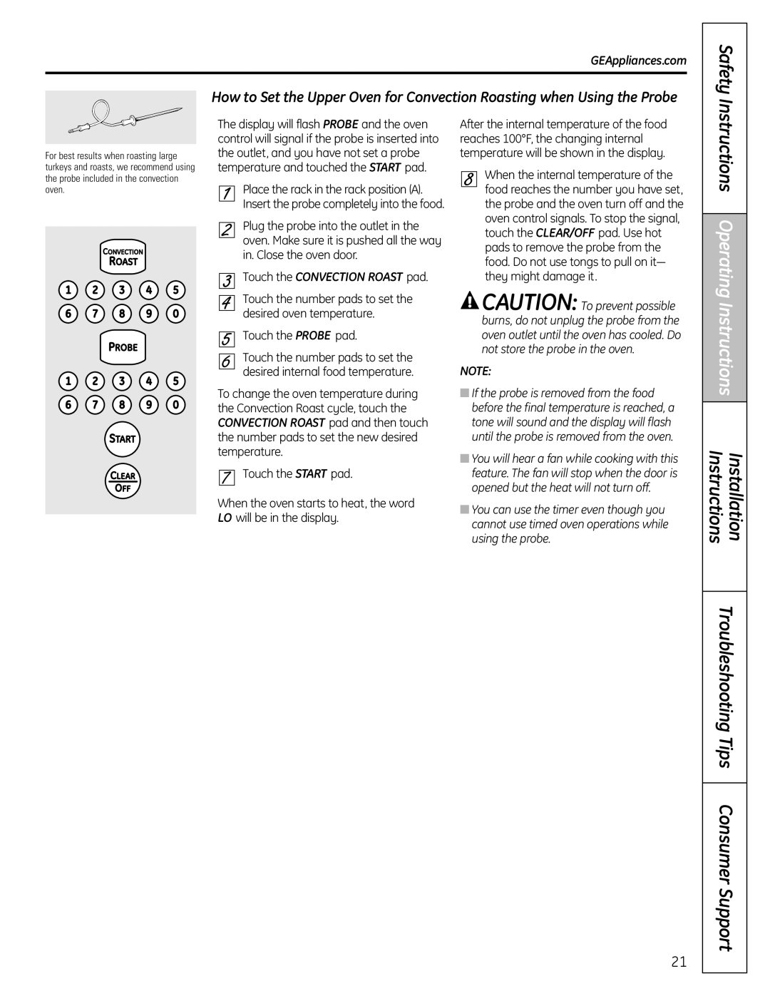 GE 04-09 JR, C2S980 manual Safety, Instructions Operating Instructions, Troubleshooting Tips Consumer Support, Installation 
