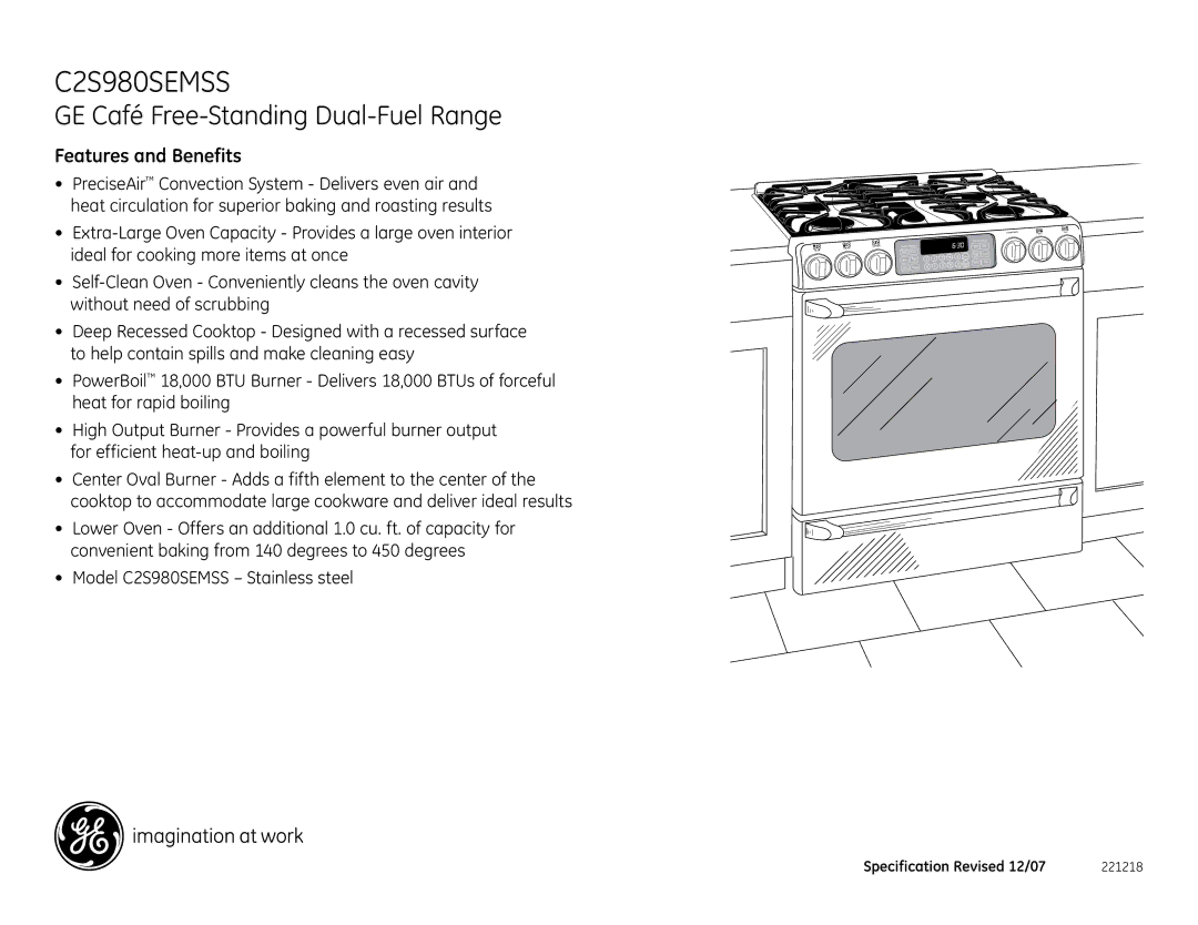 GE C2S980SEMSS dimensions Features and Benefits 