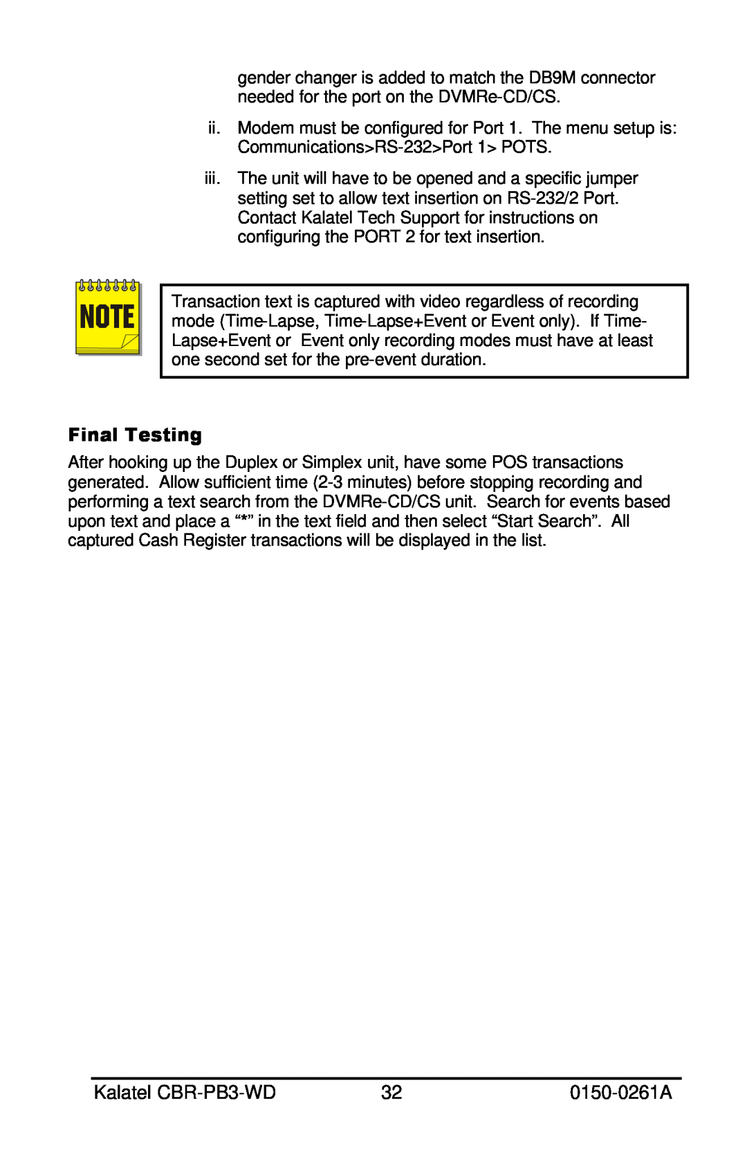 GE CBR-PB3-WD installation manual Final Testing 