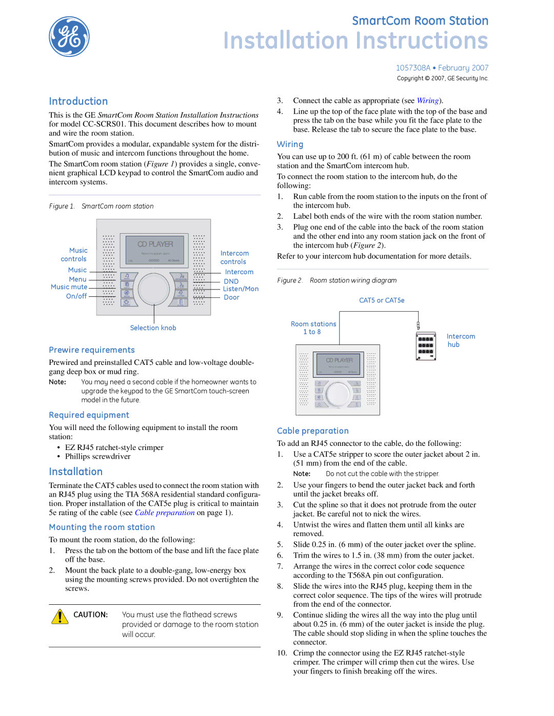 GE CC-SCRS01 installation instructions Introduction, Installation 