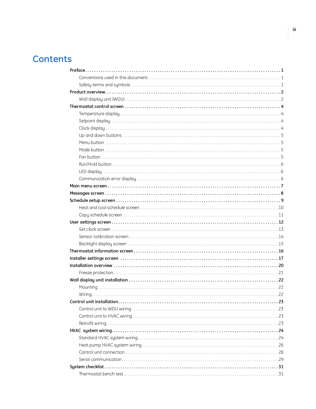 GE CC-SCSTAT installation manual Contents 