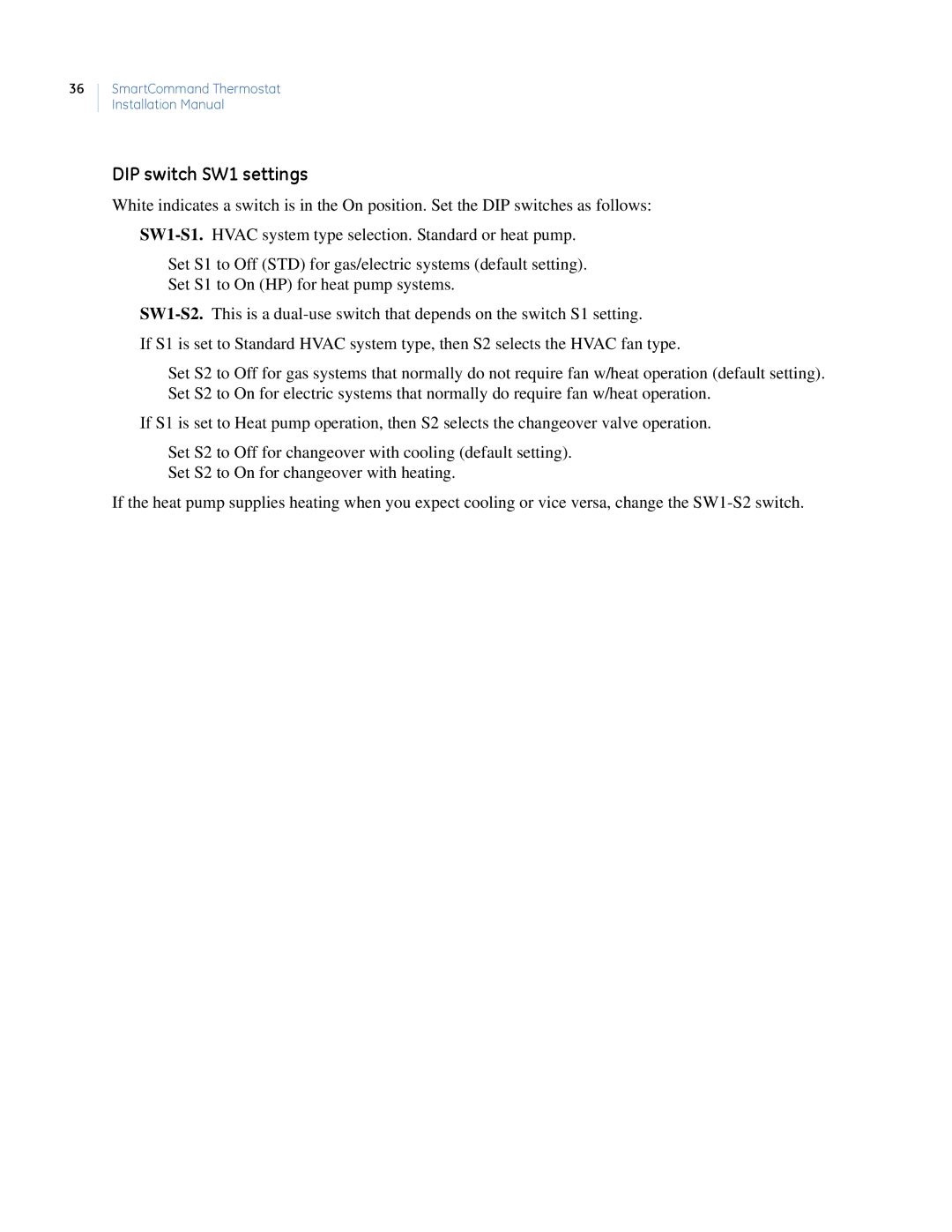 GE CC-SCSTAT installation manual DIP switch SW1 settings 