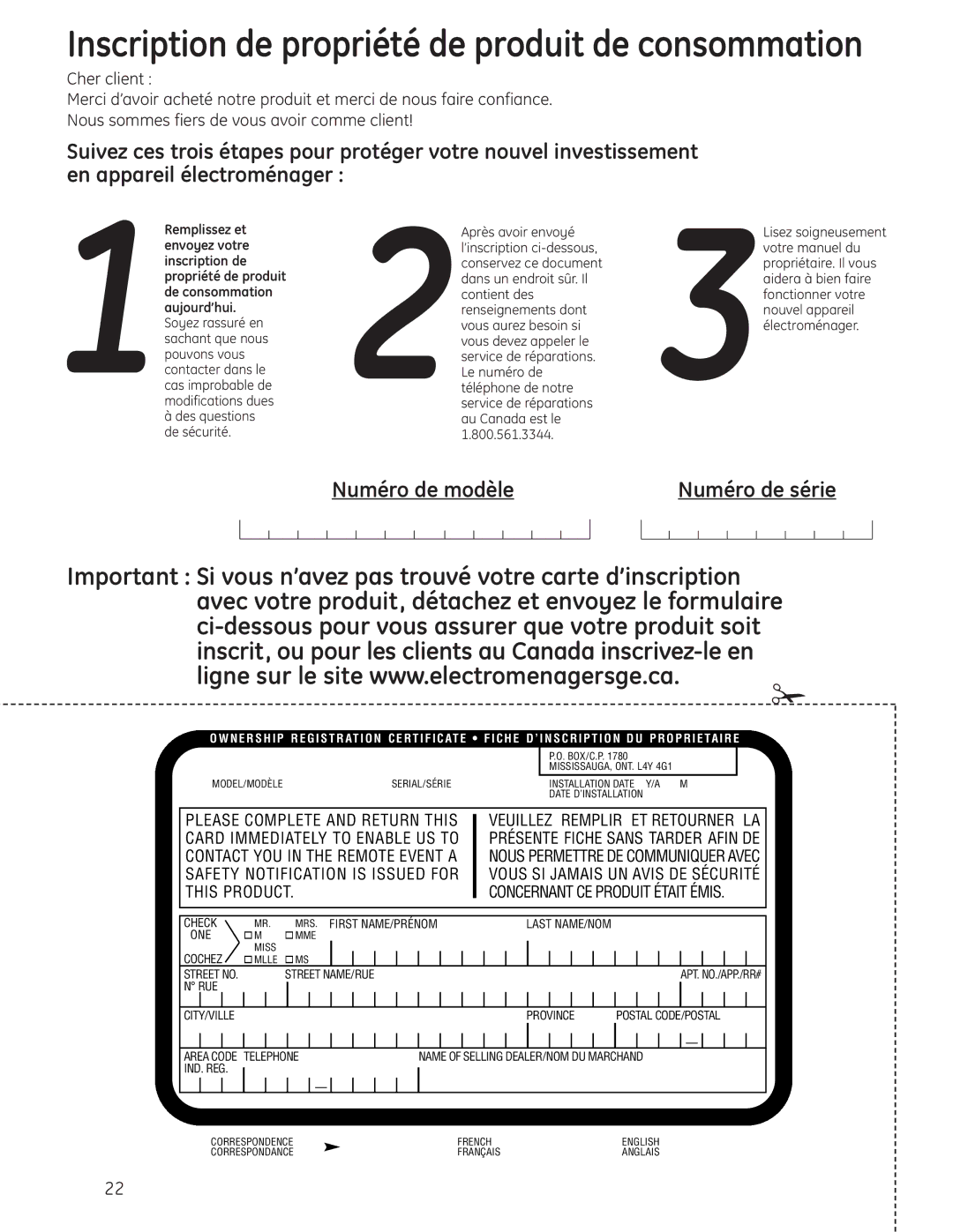 GE CDW9000 Series, GLD8000 Series manual Inscription de propriété de produit de consommation 