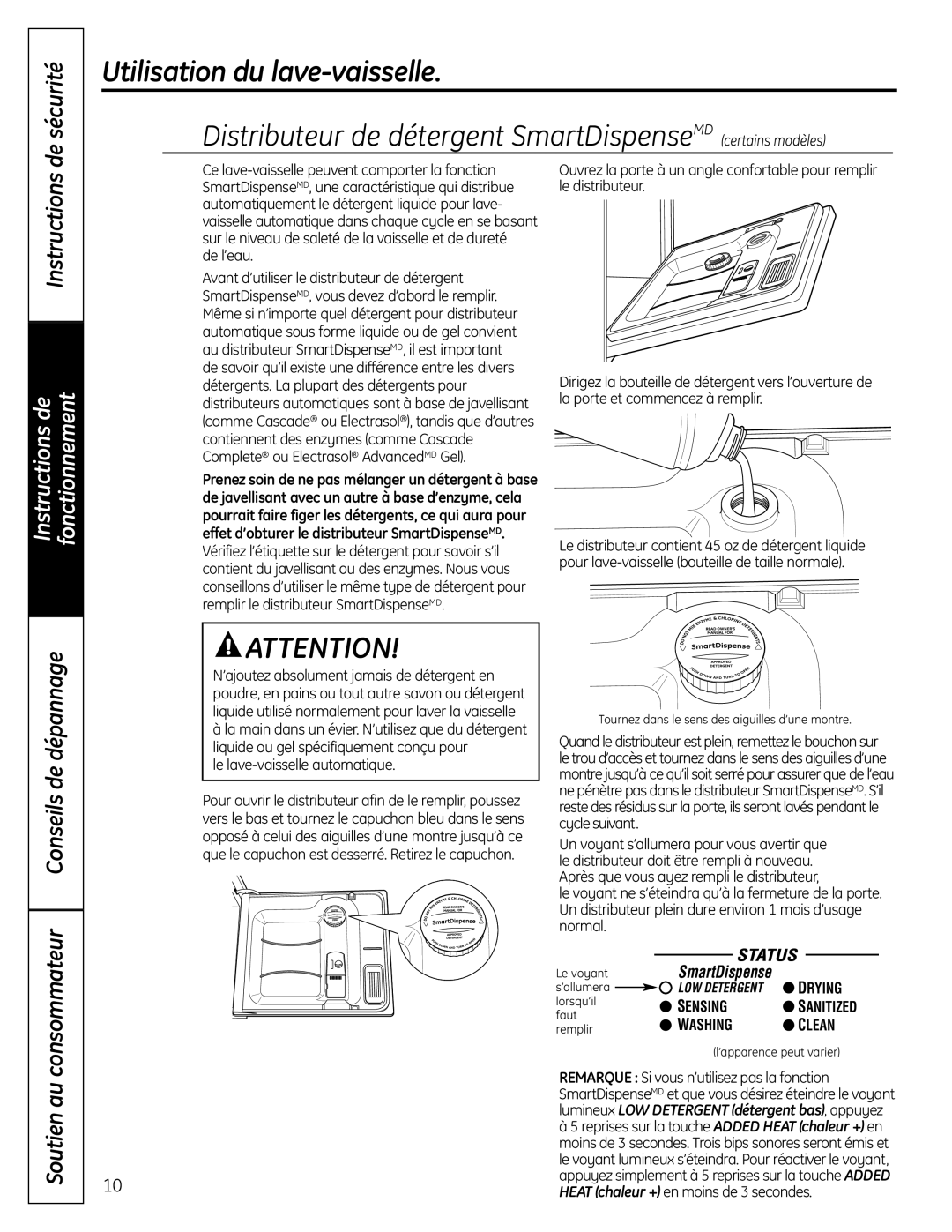 GE CDW9000 Series Distributeur de détergent SmartDispenseMD certains modèles, consommateur Conseils de dépannage, Drying 