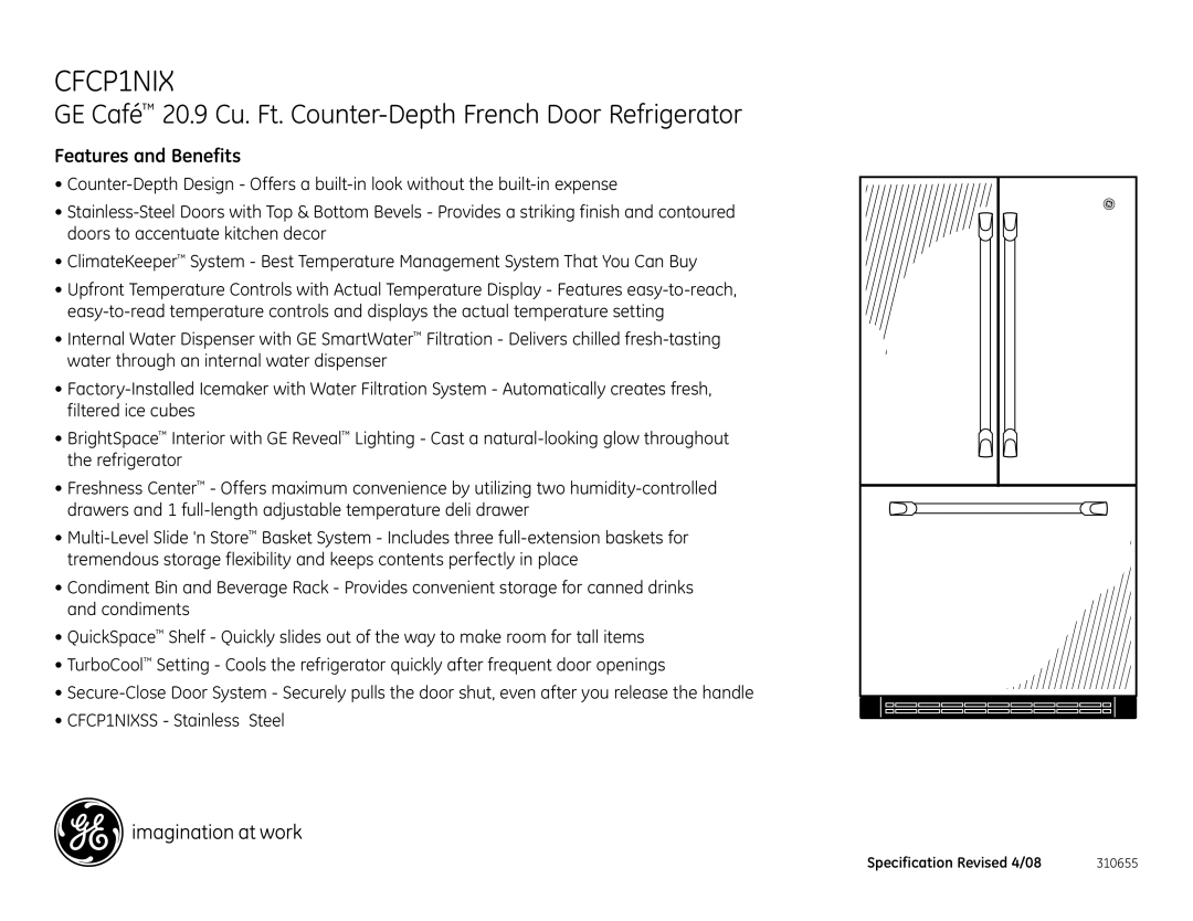 GE CFCP1NIX dimensions Features and Benefits 