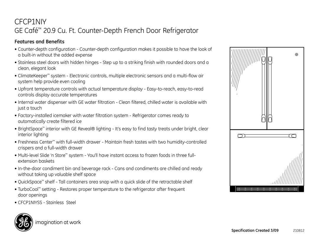 GE CFCP1NIY dimensions Features and Benefits 