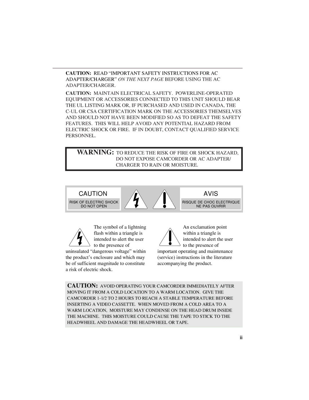 GE CG400 manual Avis 