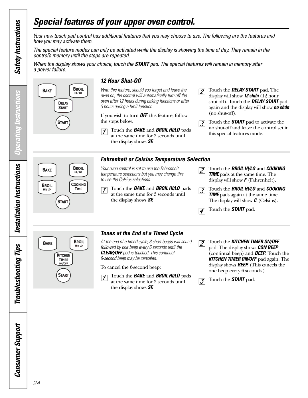 GE CGS980 Special features of your upper oven control, Safety Instructions, Consumer Support Troubleshooting Tips 