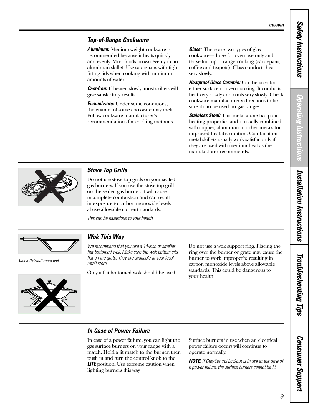 GE CGS980 installation instructions Safety, Installation Instructions Troubleshooting Tips, Consumer Support 