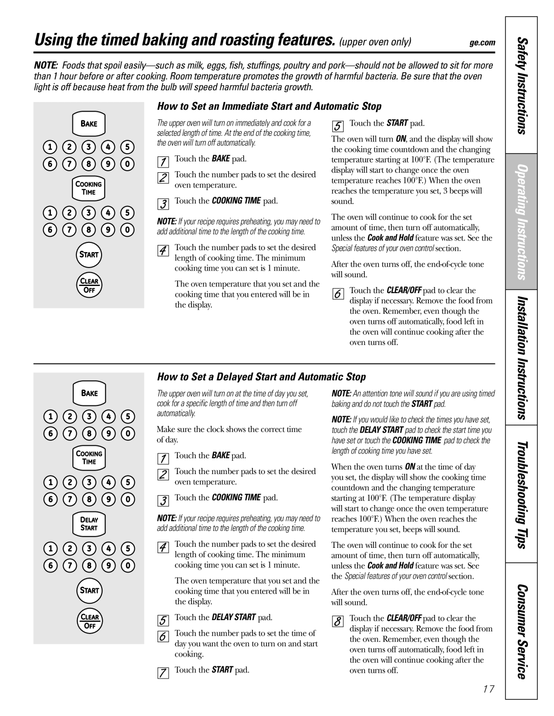 GE CGS980 installation instructions Operating Instructions Installation, Instructions Troubleshooting Tips Consumer Service 