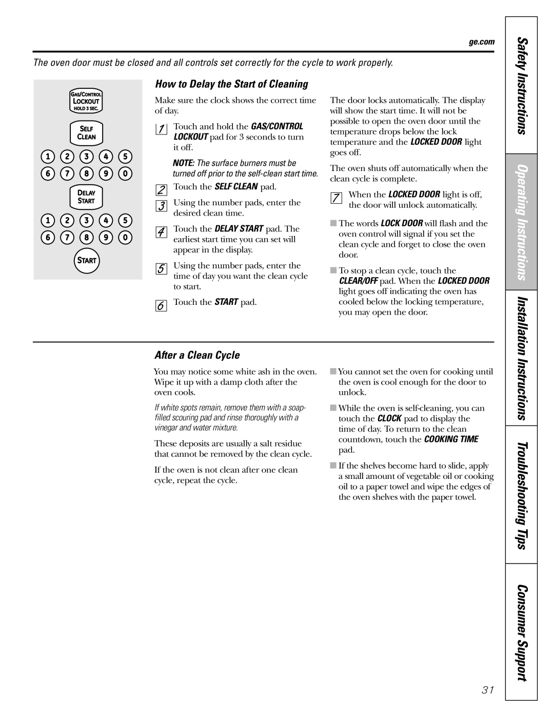 GE CGS980 Instructions Troubleshooting Tips Consumer Support, Instructions Operating Instructions Installation, Safety 