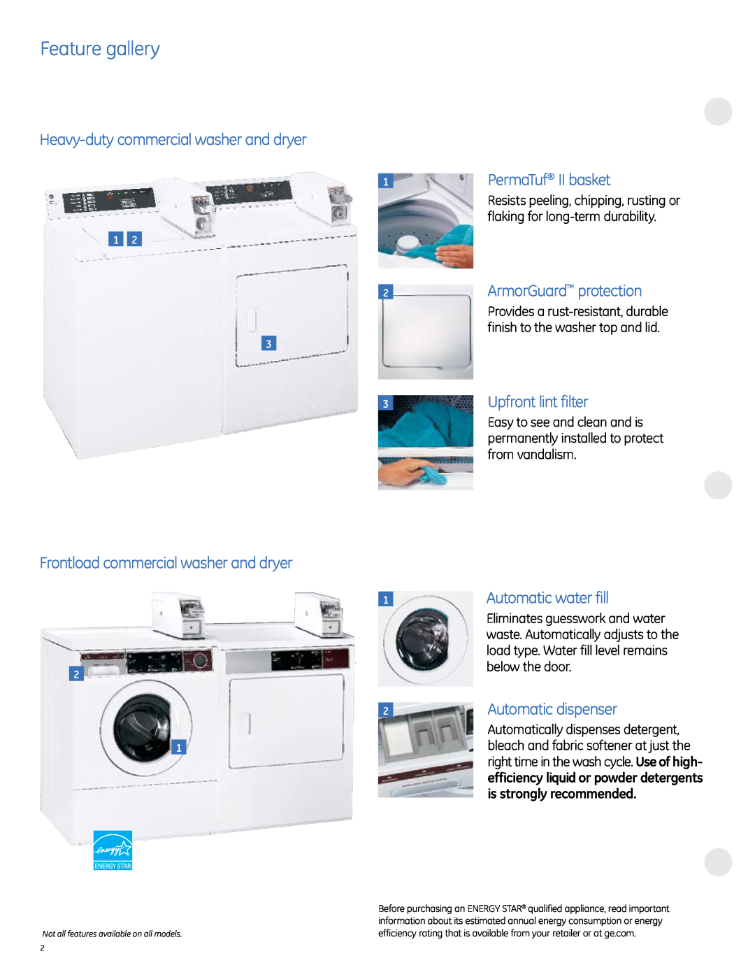 GE Feature gallery, Heavy-duty commercial washer and dryer, Frontload commercial washer and dryer, 1PermaTuf II basket 