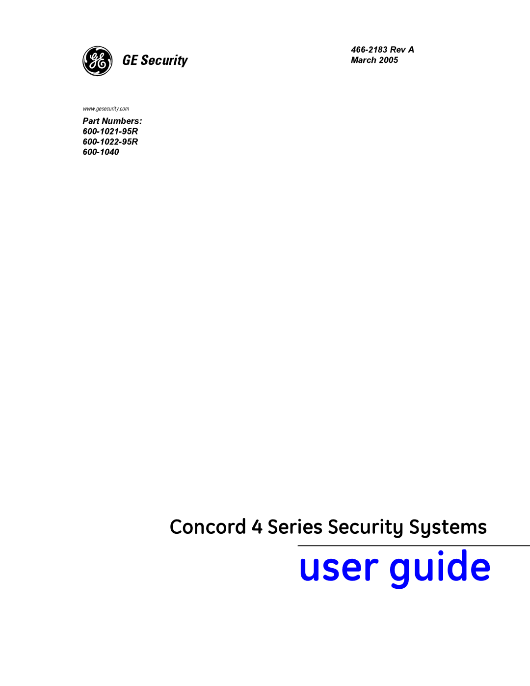 GE Concord 4 manual User guide 