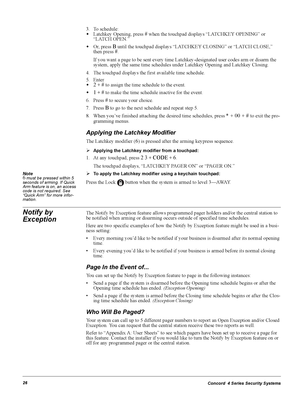 GE Concord 4 manual Notify by Exception, Applying the Latchkey Modifier 