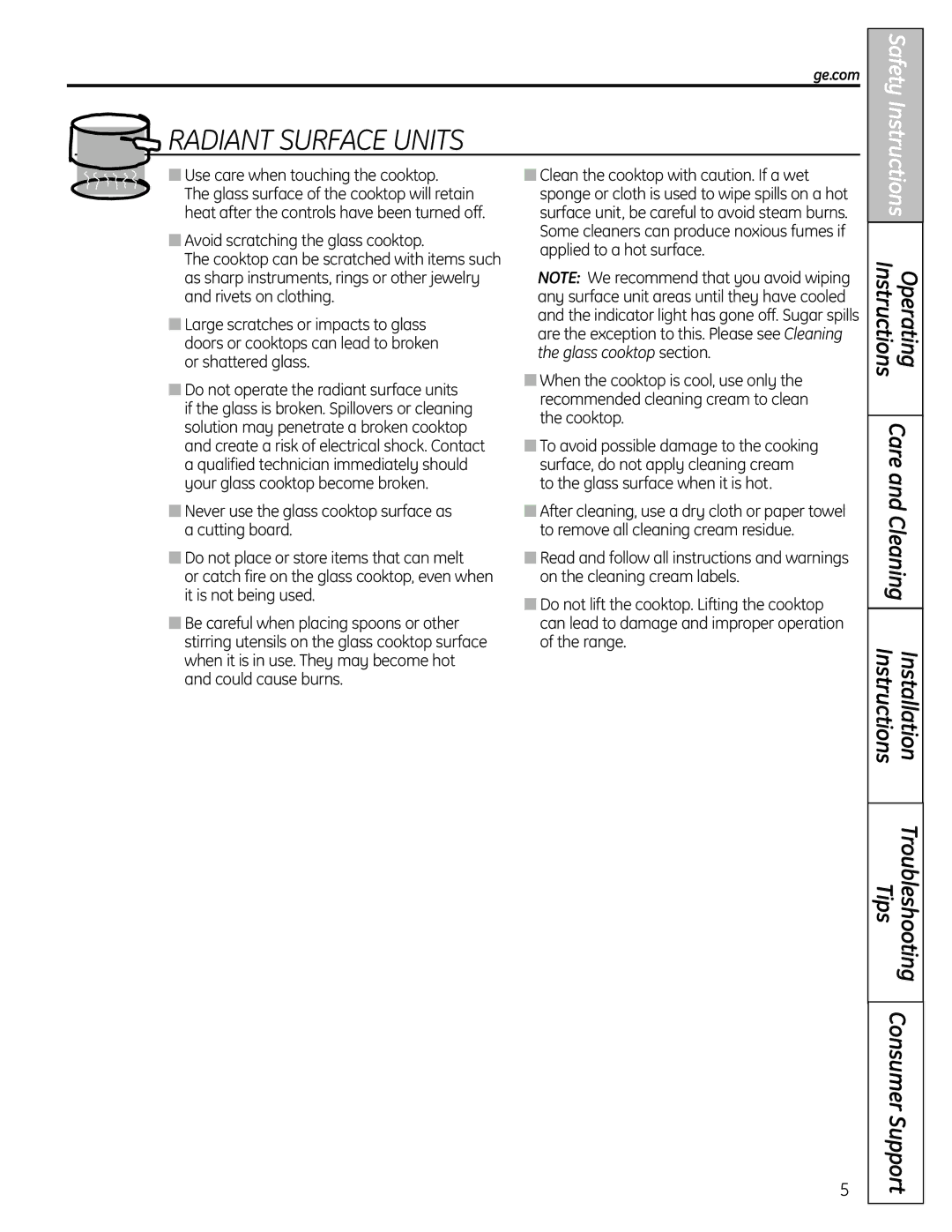 GE CS980SNSS installation instructions Operating 