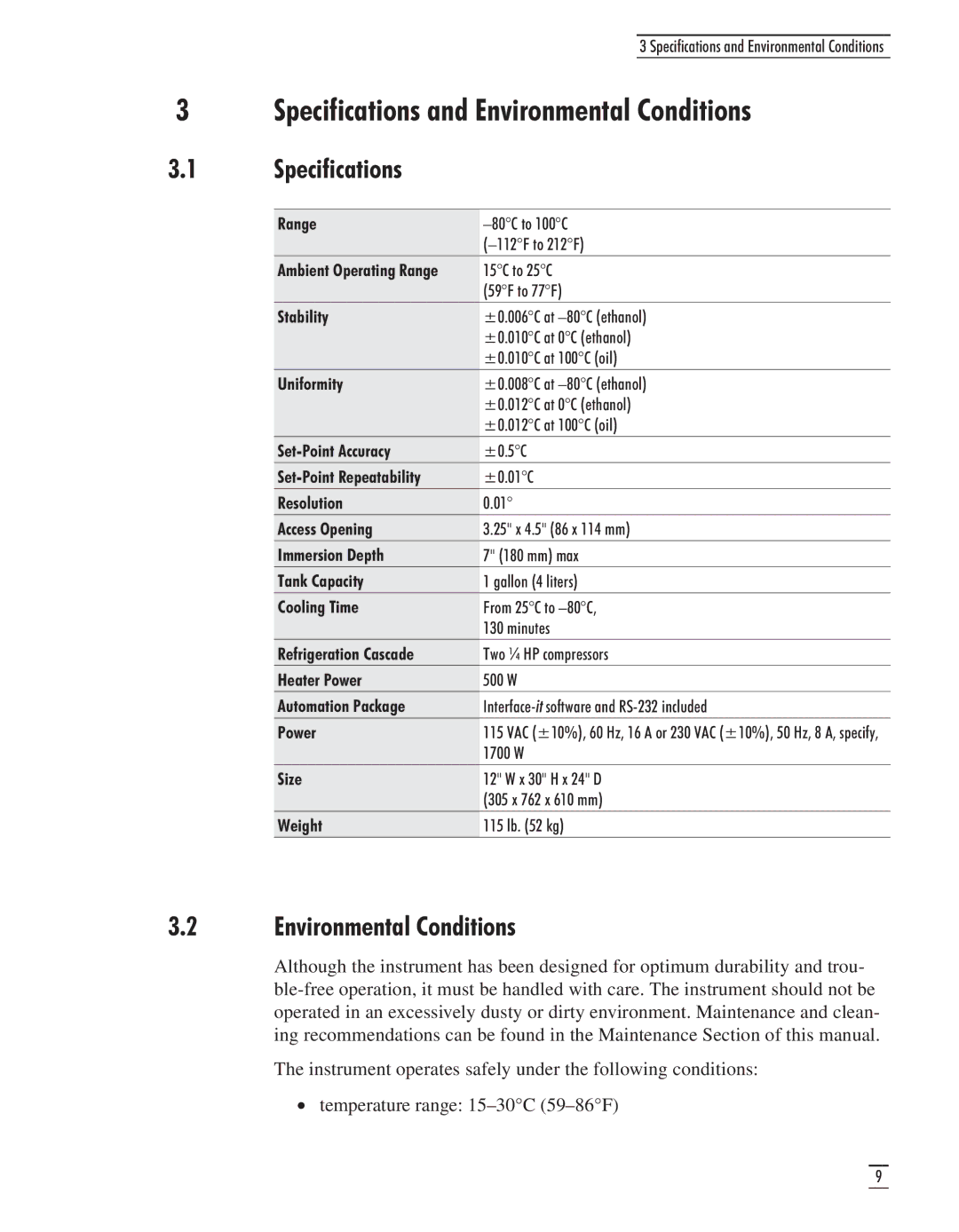 GE CTR 80 manual Specifications, Environmental Conditions 