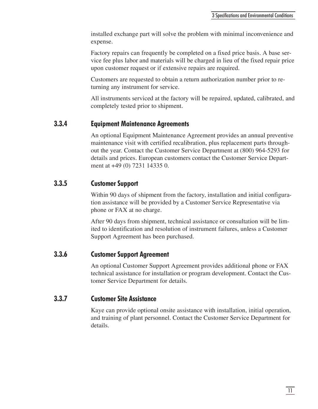 GE CTR 80 manual Equipment Maintenance Agreements, Customer Support Agreement, Customer Site Assistance 