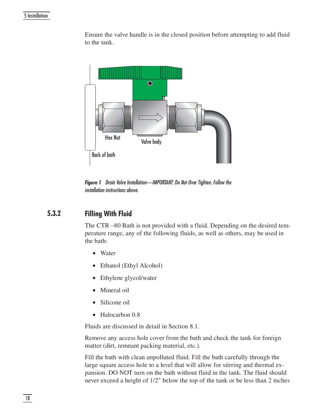 GE CTR 80 manual Filling With Fluid 