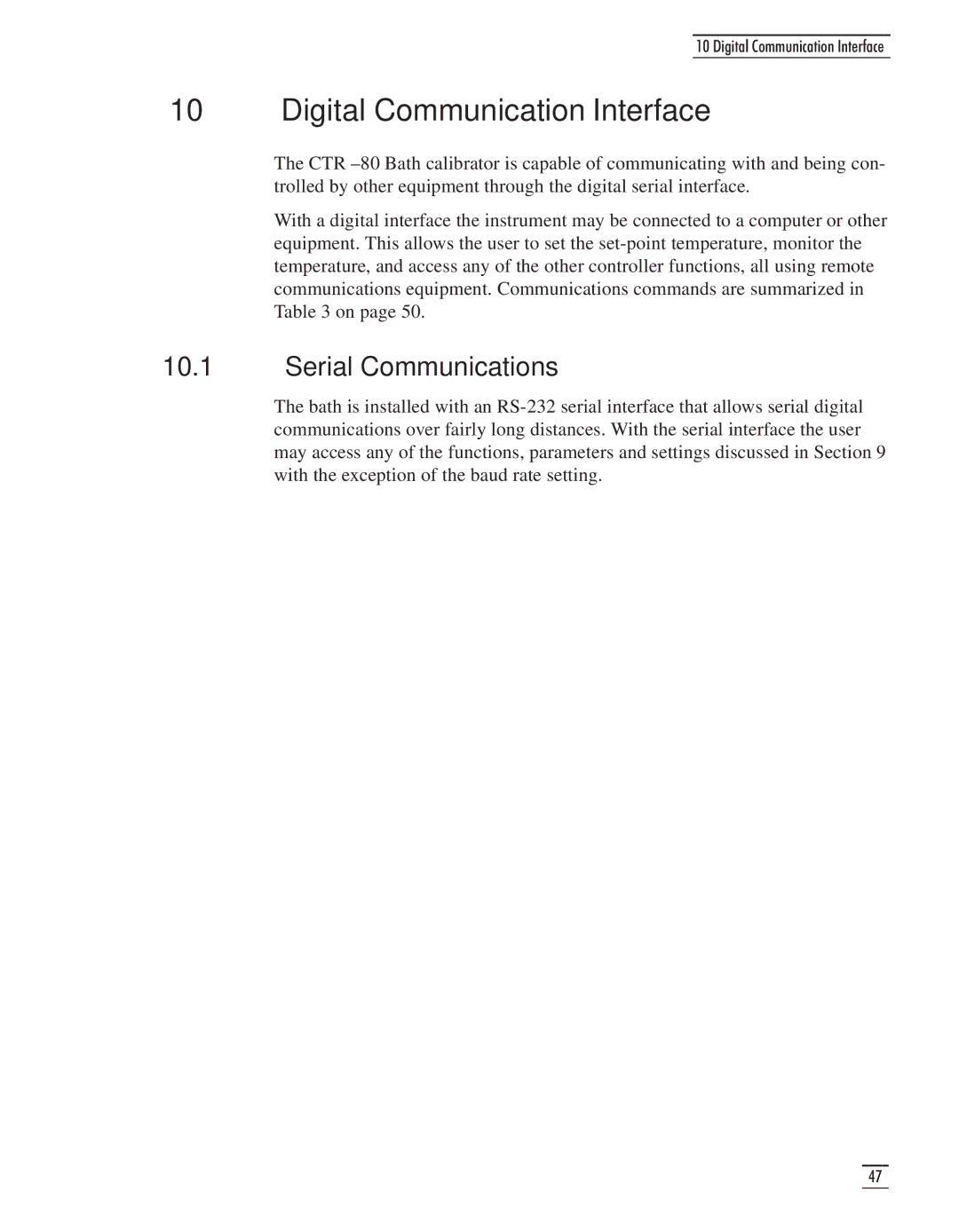GE CTR 80 manual Digital Communication Interface, Serial Communications 