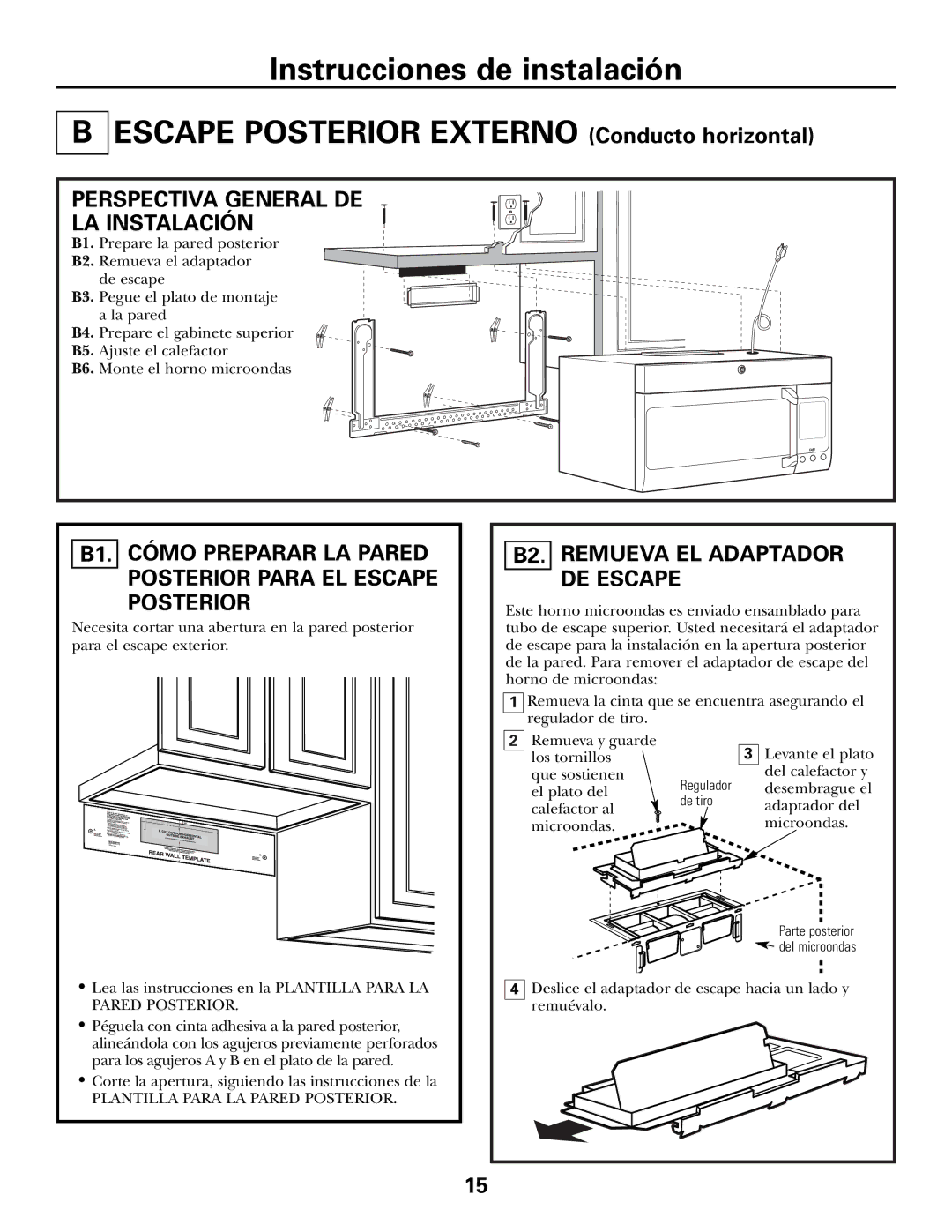 GE CVM2072 warranty Perspectiva General DE LA Instalación, B2. Remueva EL Adaptador DE Escape 