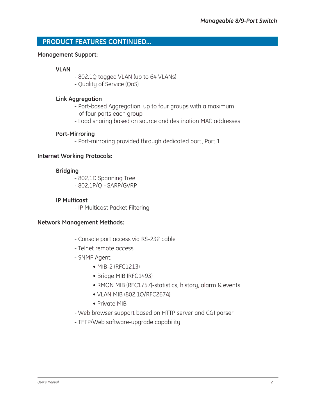 GE D-GES7600 manual Vlan 